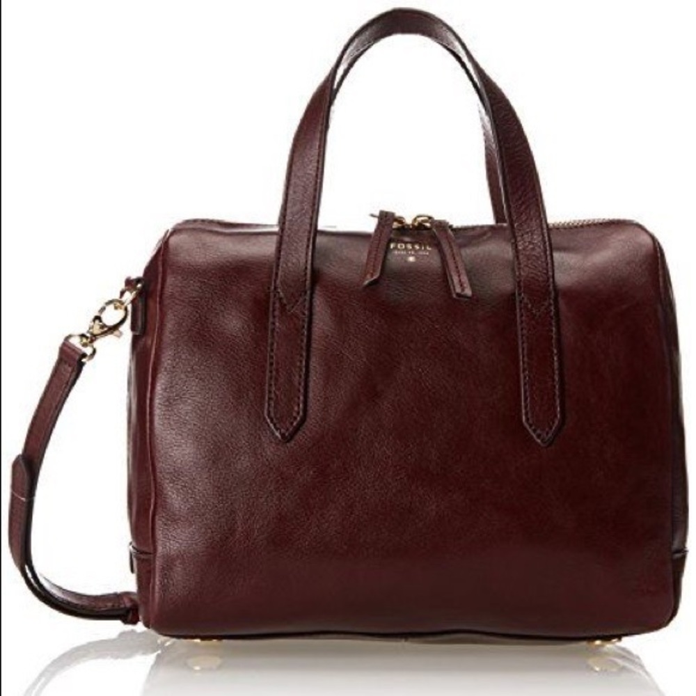 Fossil Sydney Satchel Original Handbag Crossbody Raisin Wine Burgundy Maroon